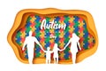 Autism Awareness Day papercut family puzzle