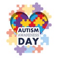 Autism awareness day puzzle shape heart health care medical event Royalty Free Stock Photo