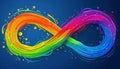 Autism awareness day rainbow infinity symbolizing neurodiversity on blue background