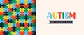 Autism awareness day papercut puzzle banner