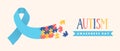 Autism awareness day puzzle ribbon game banner