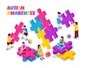 Autism Awareness Isometric Illustration