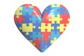 Autism concept with heart, 3D rendering