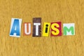 Autism disorder syndrome autistic illness mental health awareness