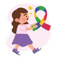 autism girl with ribbon