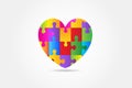 Autism Heart children symbol logo vector