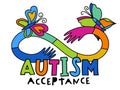 Autism logo in a bold whimsical style. Human mind and experience diversity concept.