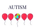 Autism poster with balloons and puzzle pieces