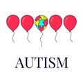 Autism poster with balloons and puzzle pieces