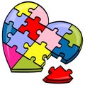 Autism Puzzle Jigsaw Colorful Heart Shape Pieces Vector Illustration Doodle Art Royalty Free Stock Photo