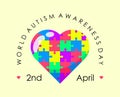 autism puzzle shaped like love heart illustration for world autism awareness day poster design