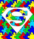 Autism puzzle superman Royalty Free Stock Photo