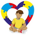 Autism Spectrum Disorder child with support symbol. Ideal for awareness and education