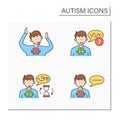 Autism spectrum disorder color icons set