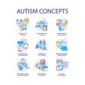 Autism spectrum disorder concept icons set