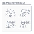 Autism spectrum disorder line icons set