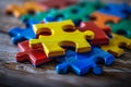 Autism symbol, colorful puzzle pieces, representation of neurodiversity