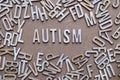 Autism concept, word spelled out in wooden letters