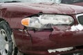 Auto Accident of Front Headlight Royalty Free Stock Photo