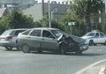 Auto accident two cars on city street Royalty Free Stock Photo