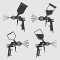 Auto body industrial painting spray gun vector icons Royalty Free Stock Photo