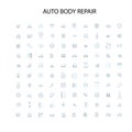 auto body repair icons, signs, outline symbols, concept linear illustration line collection Royalty Free Stock Photo