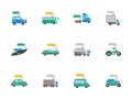 Auto business flat color icons set