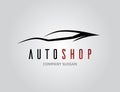 Auto car dealer logo design with concept sports vehicle silhouette