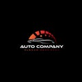 auto car icon - abstract vehicle silhouette speedometer and stars symbol. sign of automotive racing car business logo concept