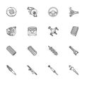 Auto car spare parts. Isometric outline icons Royalty Free Stock Photo