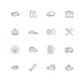 Auto checkup line icons collection. Inspection, Diagnostics, Maintenance, Tune-up, Testing, Evaluation, Service vector