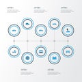 Auto Colorful Icons Set. Collection Of Auto Hood, Crossover, Battery And Other Elements. Also Includes Symbols Such As