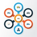 Auto Colorful Outline Icons Set. Collection Of Washing, Automobile, Machine And Other Elements. Also Includes Symbols