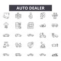 Auto dealer line icons, signs, vector set, outline illustration concept
