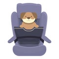 Auto drive seat icon cartoon vector. Dog travel