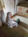 Jain Monk praying Jain Temple In India