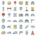 Auto driving school icons set vector color line Royalty Free Stock Photo