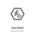 Auto flash outline vector icon. Thin line black auto flash icon, flat vector simple element illustration from editable electronic Royalty Free Stock Photo