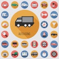 Auto flat, digital icon set