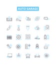 Auto garage vector line icons set. Auto, Garage, Repair, Service, Tune-up, Oil, Change illustration outline concept