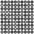 100 auto icons set black circle