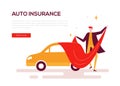 Auto insurance - colorful flat design style web banner Royalty Free Stock Photo