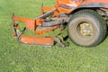 Auto Lawn Mower. Machine mower on a background of green lawn Royalty Free Stock Photo