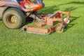 Auto Lawn Mower. Machine mower on a background of green lawn Royalty Free Stock Photo