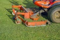 Auto Lawn Mower. Machine mower on a background of green lawn Royalty Free Stock Photo