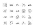 Auto leasing line icons, signs, vector set, outline illustration concept