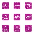 Auto machine icons set, grunge style Royalty Free Stock Photo