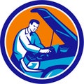 Auto Mechanic Car Repair Circle Retro