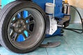 Auto mechanic changing a car tire