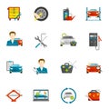 Auto Mechanic Flat Icons Set